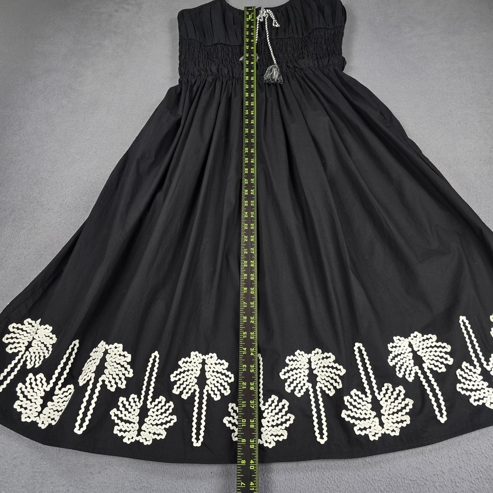 Rails Baja Dress Womens Large Black Palm Trees Embroidered Smocked Cotton NWT - Picture 8 of 14